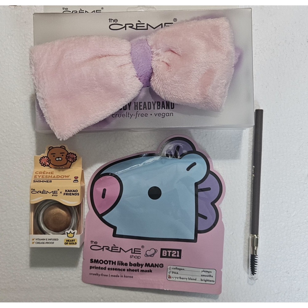 The Creme Shop BT21 Kakao Friends Beauty Bundle Headband Eyeshadow Mask Brow Pen